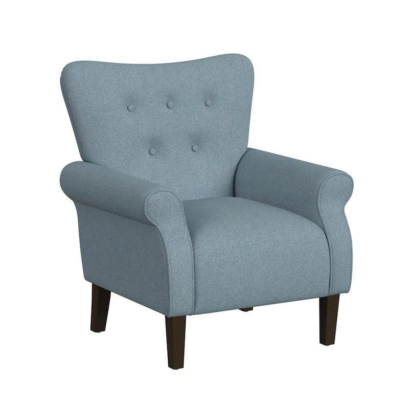 Sillón decorativo con brazos enrollados y respaldo capitoné – 3 colores, capacidad de 500 lb