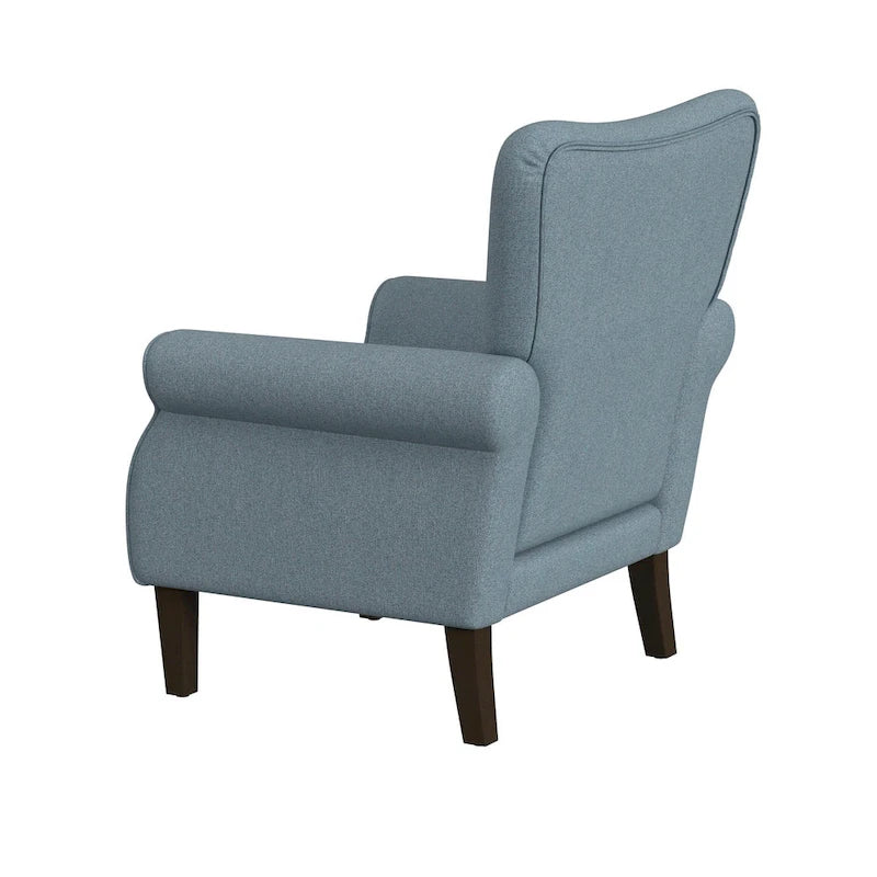 Sillón decorativo con brazos enrollados y respaldo capitoné – 3 colores, capacidad de 500 lb