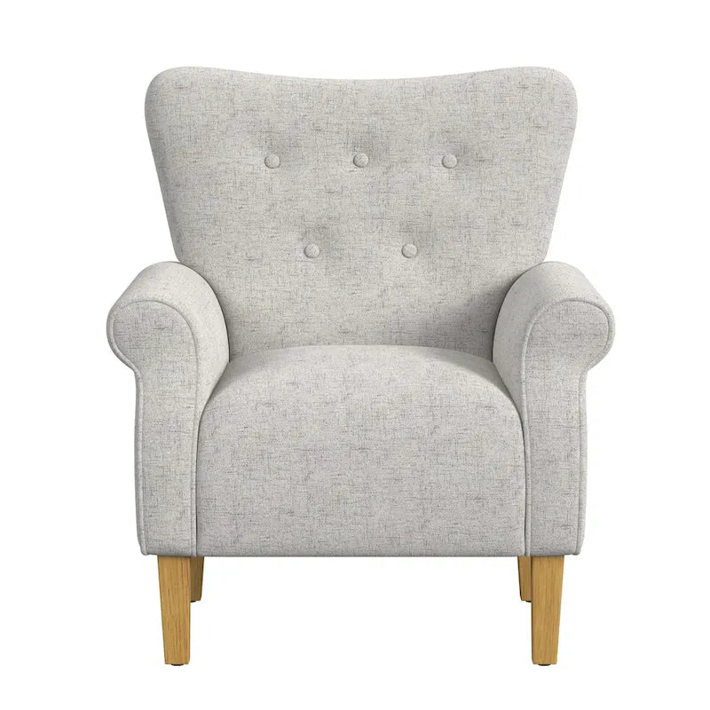 Sillón decorativo con brazos enrollados y respaldo capitoné – 3 colores, capacidad de 500 lb