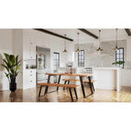 Mesa de comedor de madera maciza con borde natural – Acacia, patas de acero inoxidable