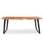 Mesa de comedor de madera maciza con borde natural – Acacia, patas de acero inoxidable