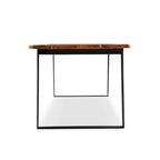 Mesa de comedor de madera maciza con borde natural – Acacia, patas de acero inoxidable