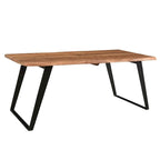 Mesa de comedor de madera maciza con borde natural – Acacia, patas de acero inoxidable