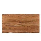 Mesa de comedor de madera maciza con borde natural – Acacia, patas de acero inoxidable