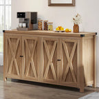 Aparador de cocina rústico de 4 puertas y 55" – Versátil mueble de almacenamiento