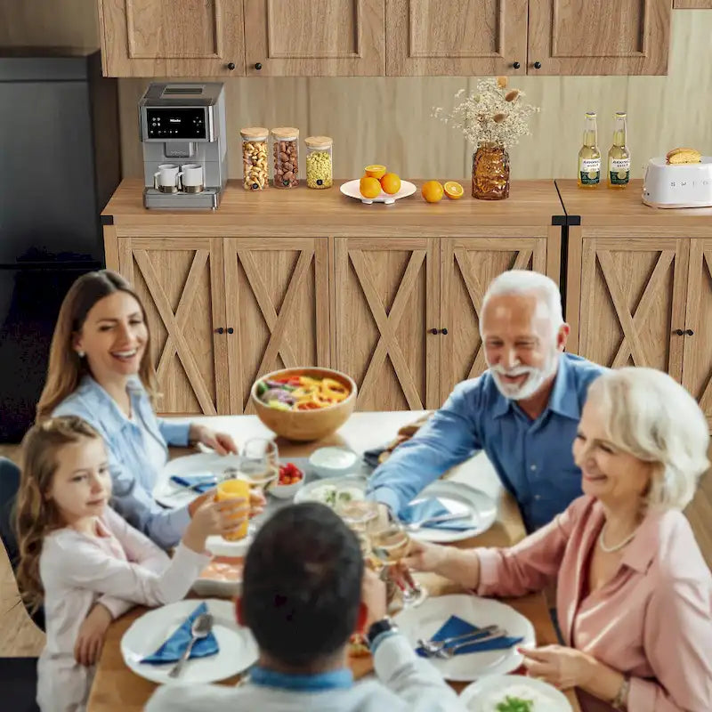 Aparador de cocina rústico de 4 puertas y 55" – Versátil mueble de almacenamiento