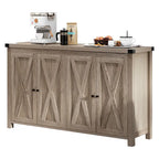 Aparador de cocina rústico de 4 puertas y 55" – Versátil mueble de almacenamiento