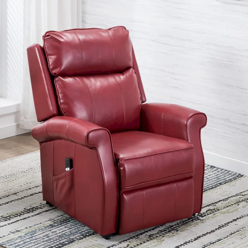 Sillón Reclinable Tradicional con Elevación Asistida – Piel Sintética, 3 Posiciones, 5 Colores