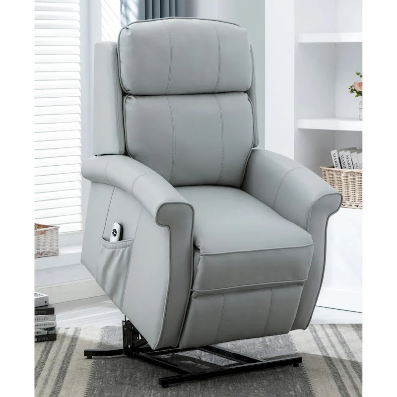 Sillón Reclinable Tradicional con Elevación Asistida – Piel Sintética, 3 Posiciones, 5 Colores