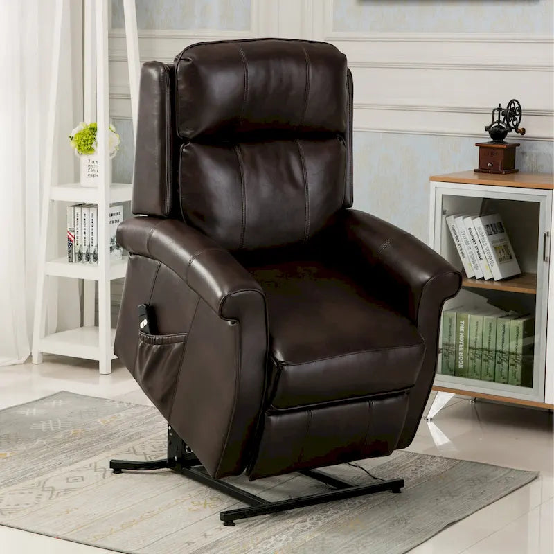 Sillón Reclinable Tradicional con Elevación Asistida – Piel Sintética, 3 Posiciones, 5 Colores