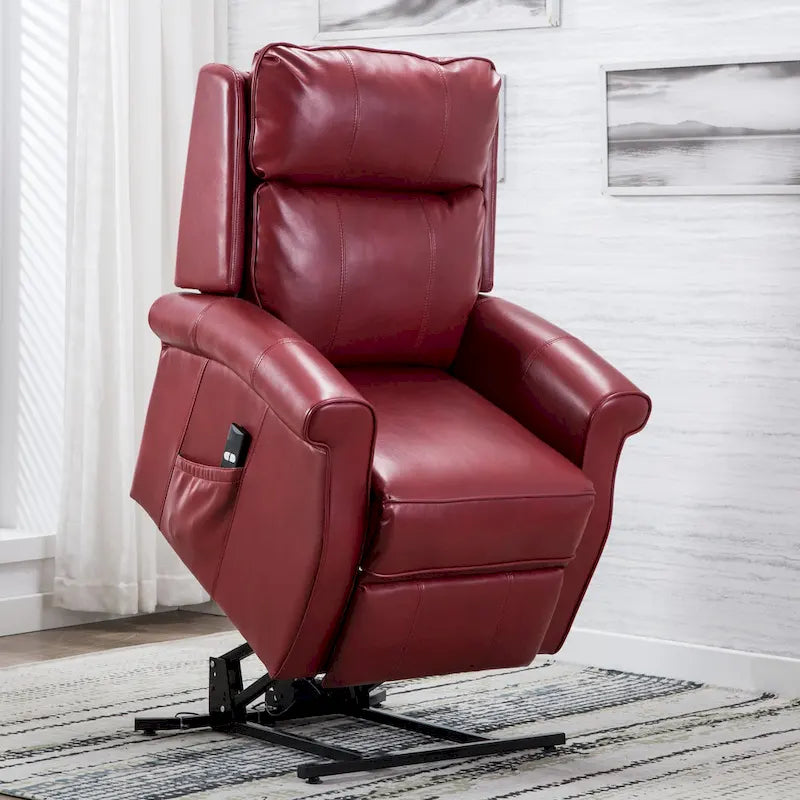 Sillón Reclinable Tradicional con Elevación Asistida – Piel Sintética, 3 Posiciones, 5 Colores