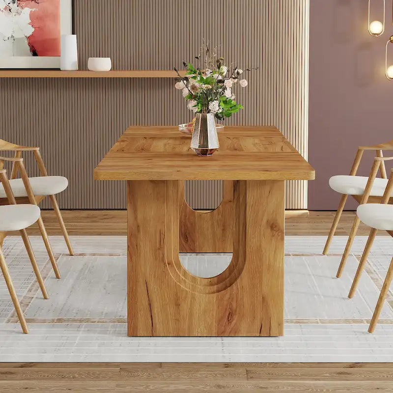 Mesa de comedor rectangular blanca de 70.89" – Con capacidad para 6-8 personas, MDF resistente a los arañazos