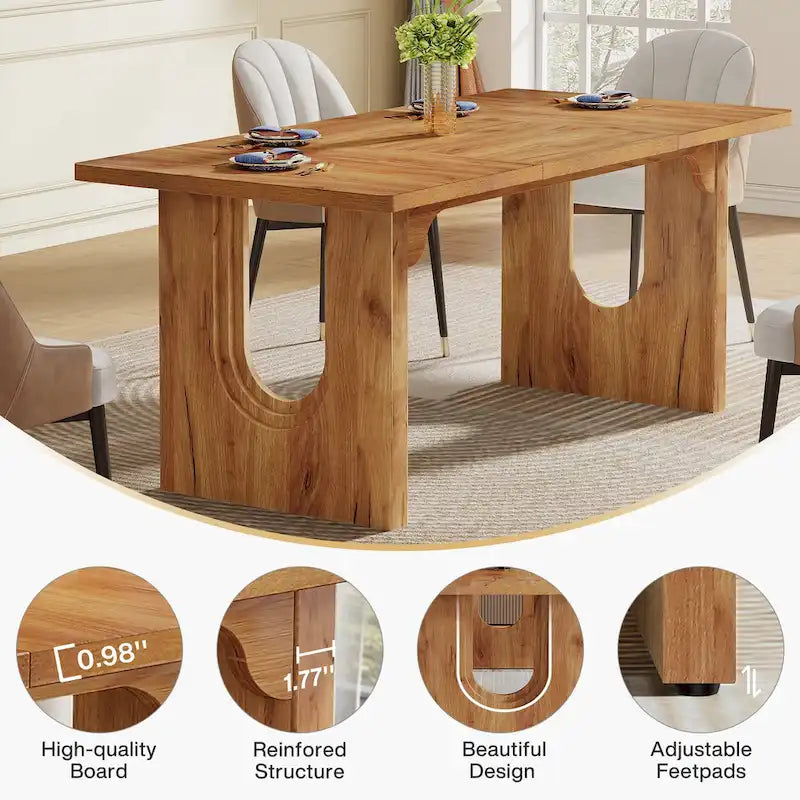 Mesa de comedor rectangular blanca de 70.89" – Con capacidad para 6-8 personas, MDF resistente a los arañazos