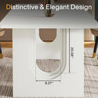 Mesa de comedor rectangular blanca de 70.89" – Con capacidad para 6-8 personas, MDF resistente a los arañazos