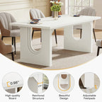 Mesa de comedor rectangular blanca de 70.89" – Con capacidad para 6-8 personas, MDF resistente a los arañazos
