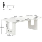 Mesa de comedor rectangular blanca de 70.89" – Con capacidad para 6-8 personas, MDF resistente a los arañazos