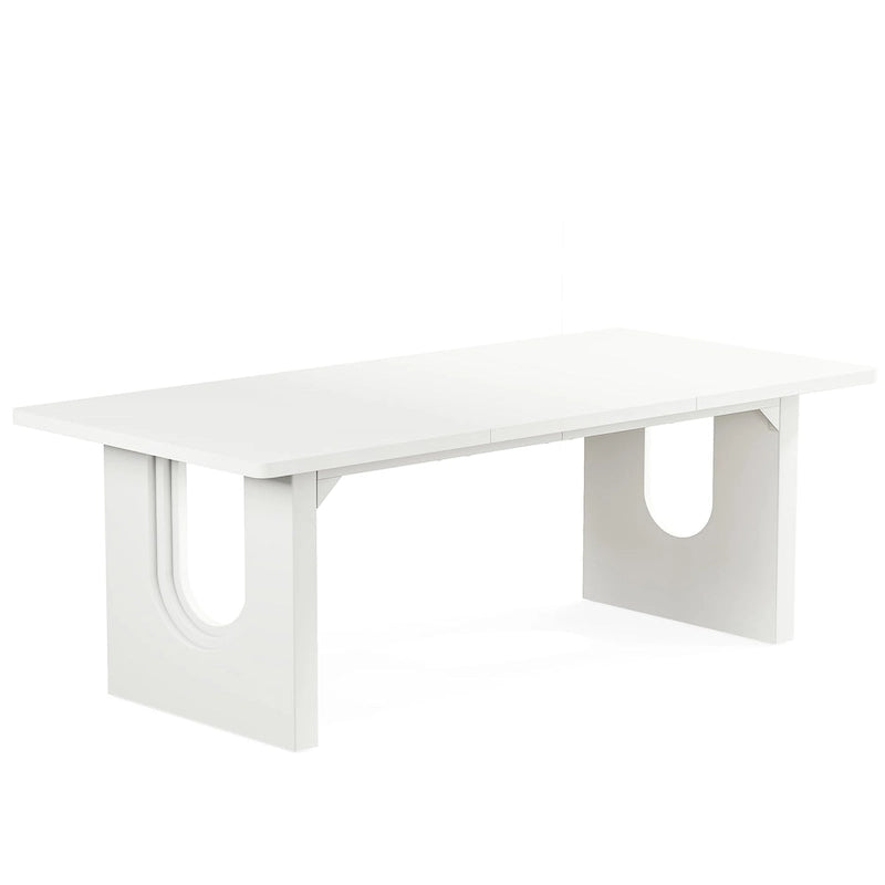 Mesa de comedor rectangular blanca de 70.89" – Con capacidad para 6-8 personas, MDF resistente a los arañazos