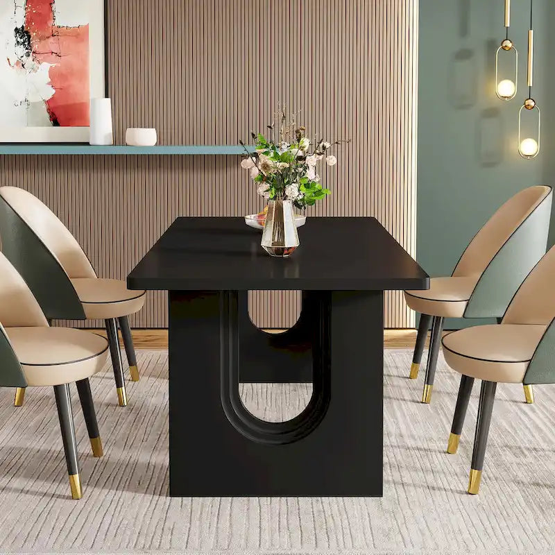 Mesa de comedor rectangular blanca de 70.89" – Con capacidad para 6-8 personas, MDF resistente a los arañazos