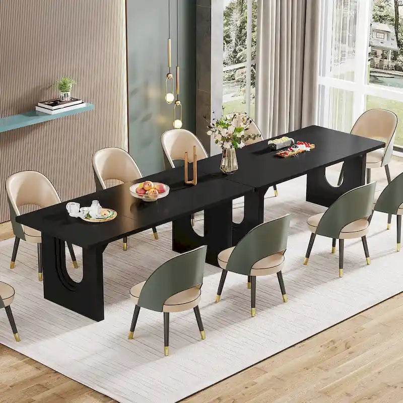 Mesa de comedor rectangular blanca de 70.89" – Con capacidad para 6-8 personas, MDF resistente a los arañazos