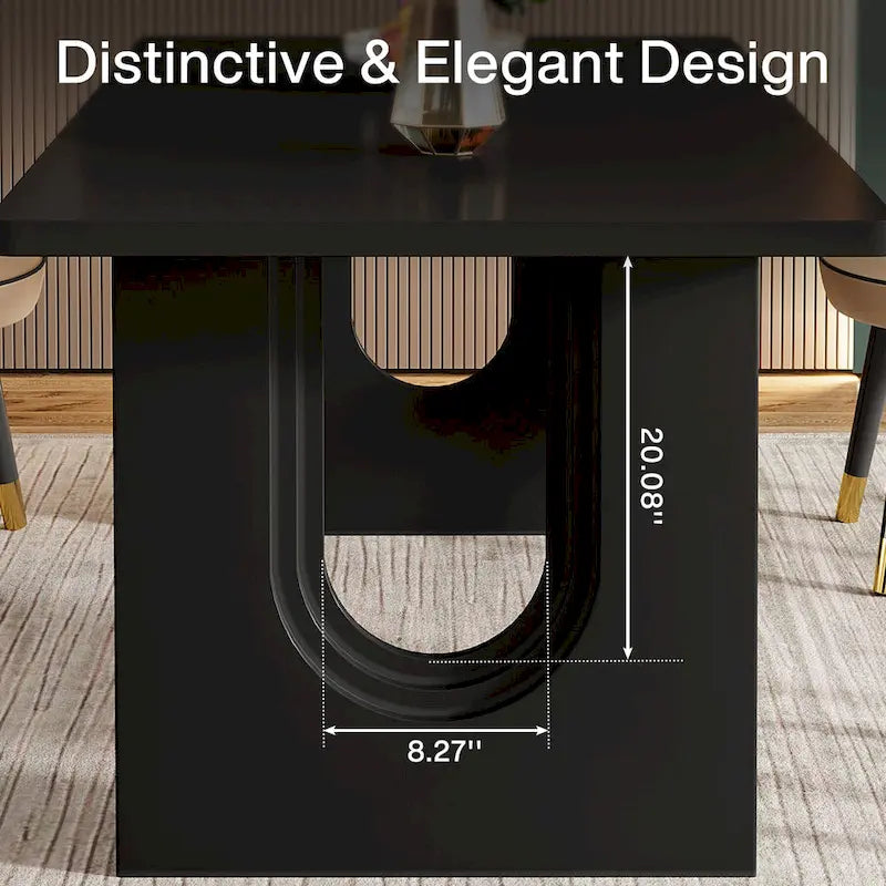 Mesa de comedor rectangular blanca de 70.89" – Con capacidad para 6-8 personas, MDF resistente a los arañazos