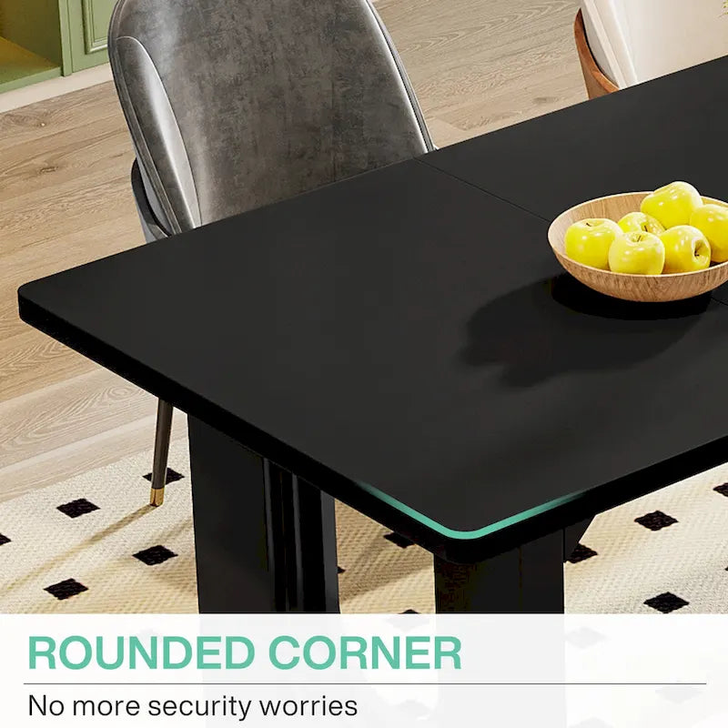 Mesa de comedor rectangular blanca de 70.89" – Con capacidad para 6-8 personas, MDF resistente a los arañazos