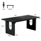 Mesa de comedor rectangular blanca de 70.89" – Con capacidad para 6-8 personas, MDF resistente a los arañazos