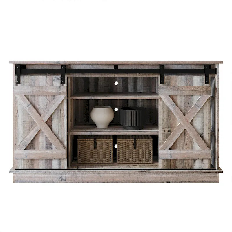Mueble de TV/consola vintage en forma de X con puertas corredizas de granero – 7 colores