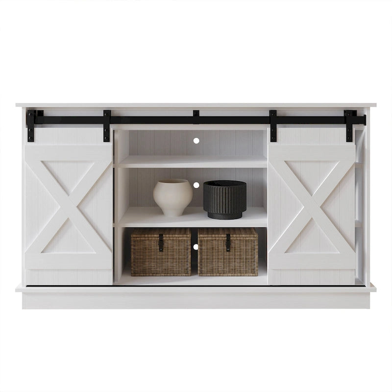 Mueble de TV/consola vintage en forma de X con puertas corredizas de granero – 7 colores