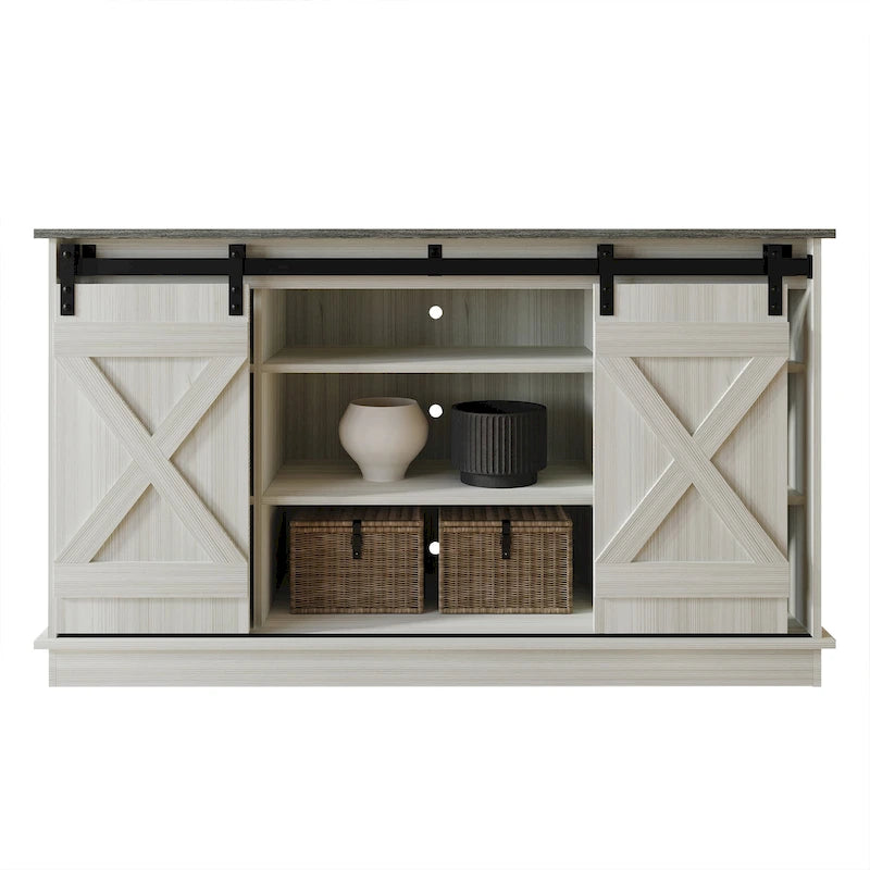Mueble de TV/consola vintage en forma de X con puertas corredizas de granero – 7 colores