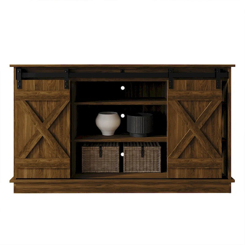 Mueble de TV/consola vintage en forma de X con puertas corredizas de granero – 7 colores