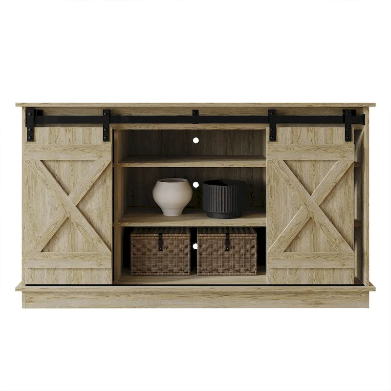 Mueble de TV/consola vintage en forma de X con puertas corredizas de granero – 7 colores