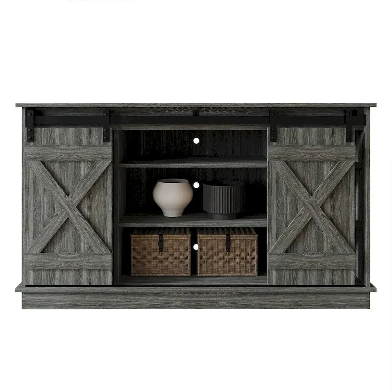 Mueble de TV/consola vintage en forma de X con puertas corredizas de granero – 7 colores