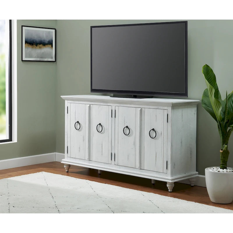 Mueble de TV de madera maciza de 65" – Centro multimedia rústico estilo granja, 5 colores