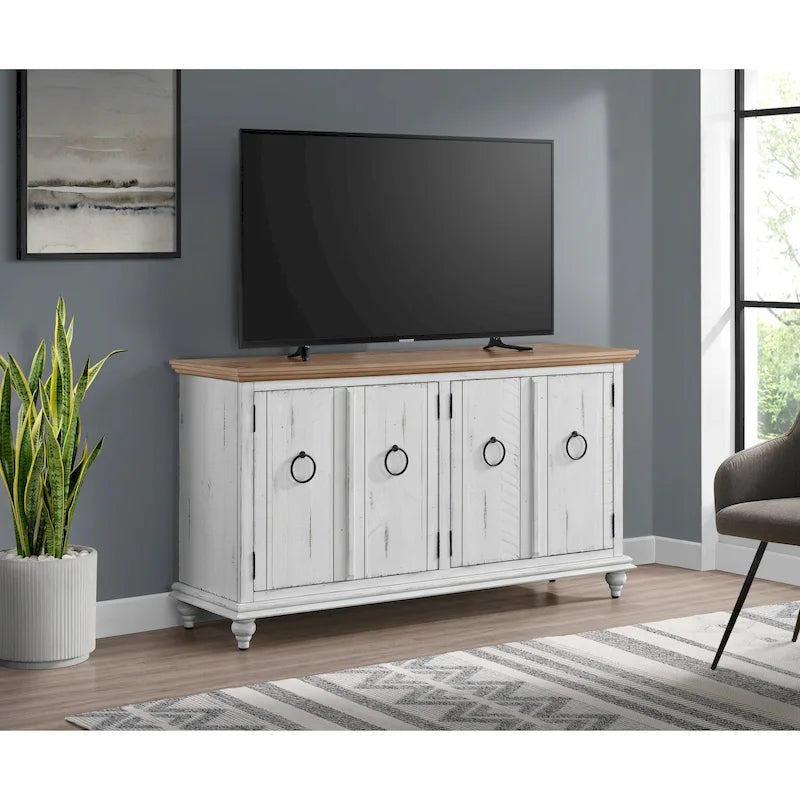 Mueble de TV de madera maciza de 65" – Centro multimedia rústico estilo granja, 5 colores