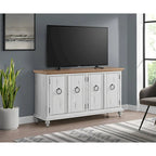 Mueble de TV de madera maciza de 65" – Centro multimedia rústico estilo granja, 5 colores