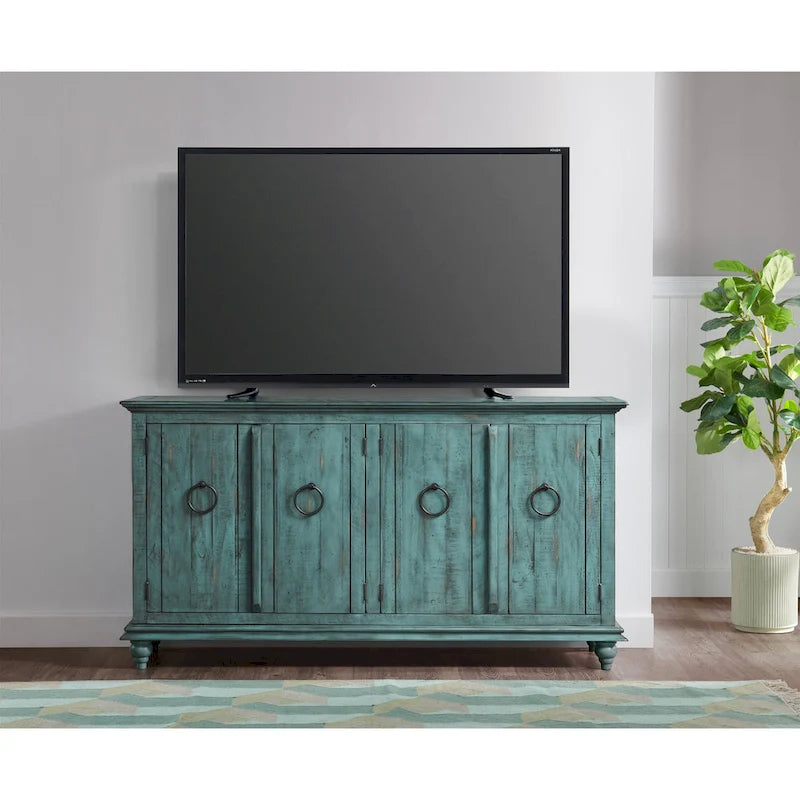 Mueble de TV de madera maciza de 65" – Centro multimedia rústico estilo granja, 5 colores