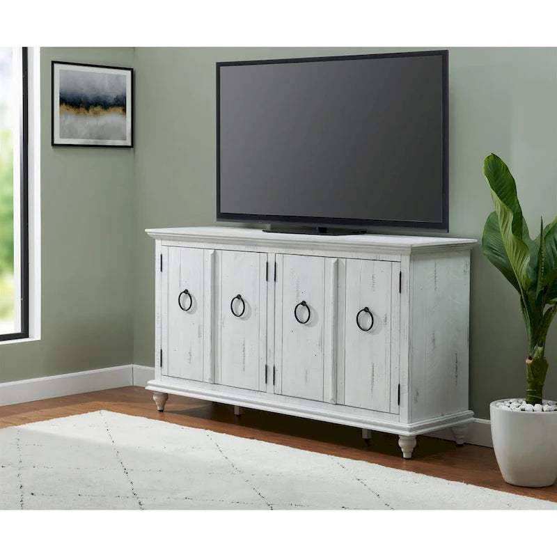 Mueble de TV de madera maciza de 65" – Centro multimedia rústico estilo granja, 5 colores