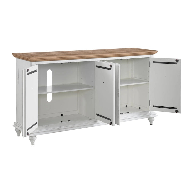 Mueble de TV de madera maciza de 65" – Centro multimedia rústico estilo granja, 5 colores