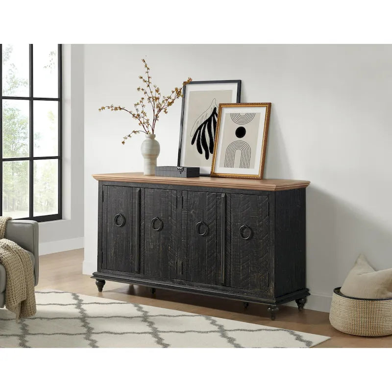 Mueble de TV de madera maciza de 65" – Centro multimedia rústico estilo granja, 5 colores