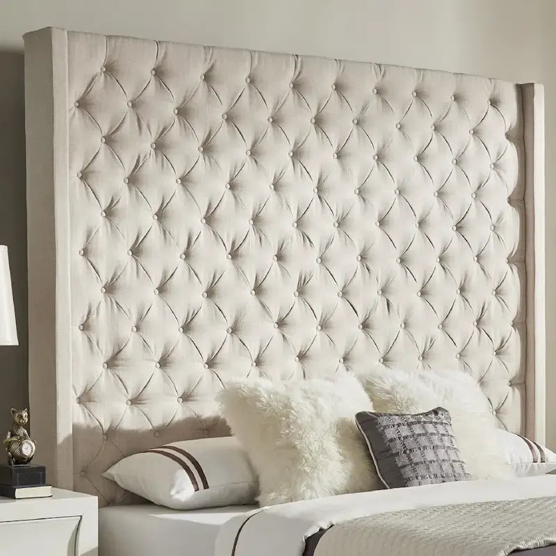 Cabecero tapizado Wingback con botones decorativos – Elegante acento para el dormitorio