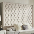 Cabecero tapizado Wingback con botones decorativos – Elegante acento para el dormitorio