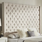 Cabecero tapizado Wingback con botones decorativos – Elegante acento para el dormitorio