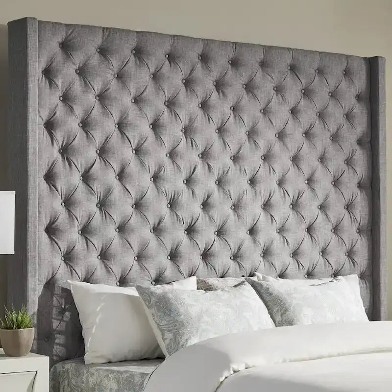 Cabecero tapizado Wingback con botones decorativos – Elegante acento para el dormitorio