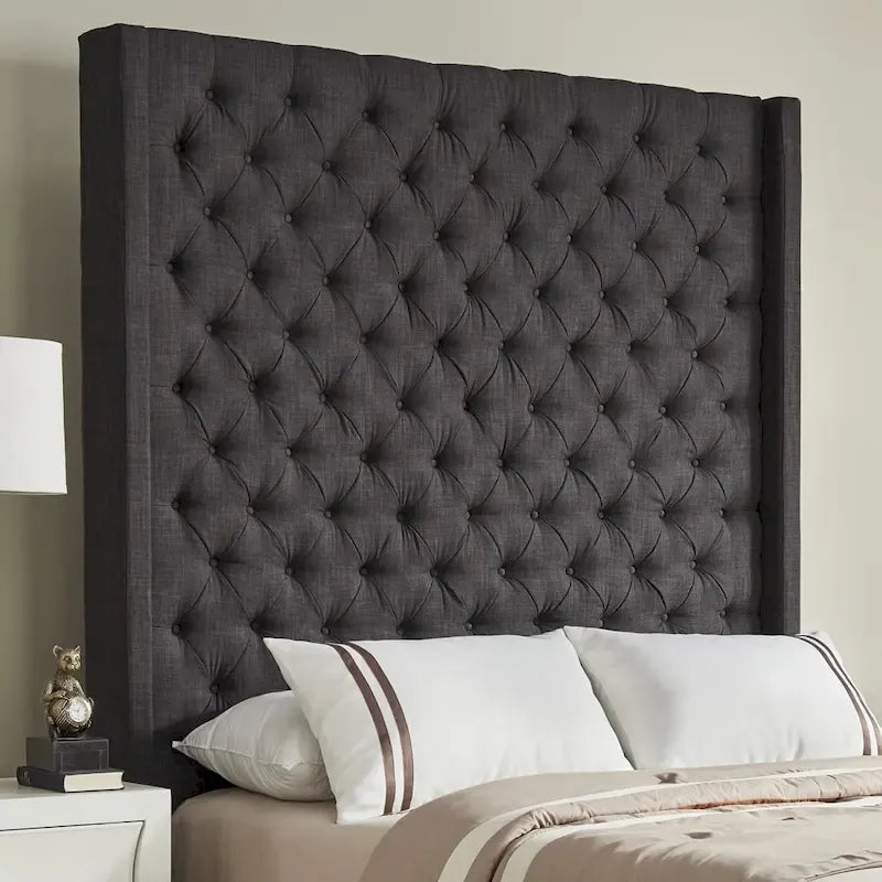 Cabecero tapizado Wingback con botones decorativos – Elegante acento para el dormitorio