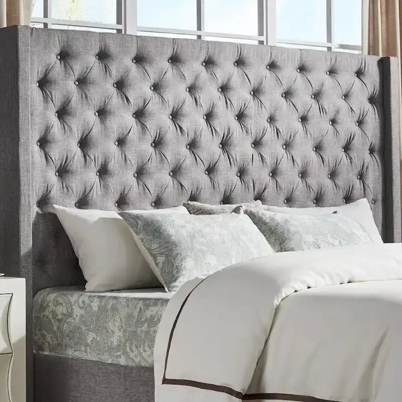 Cabecero tapizado Wingback con botones decorativos – Elegante acento para el dormitorio