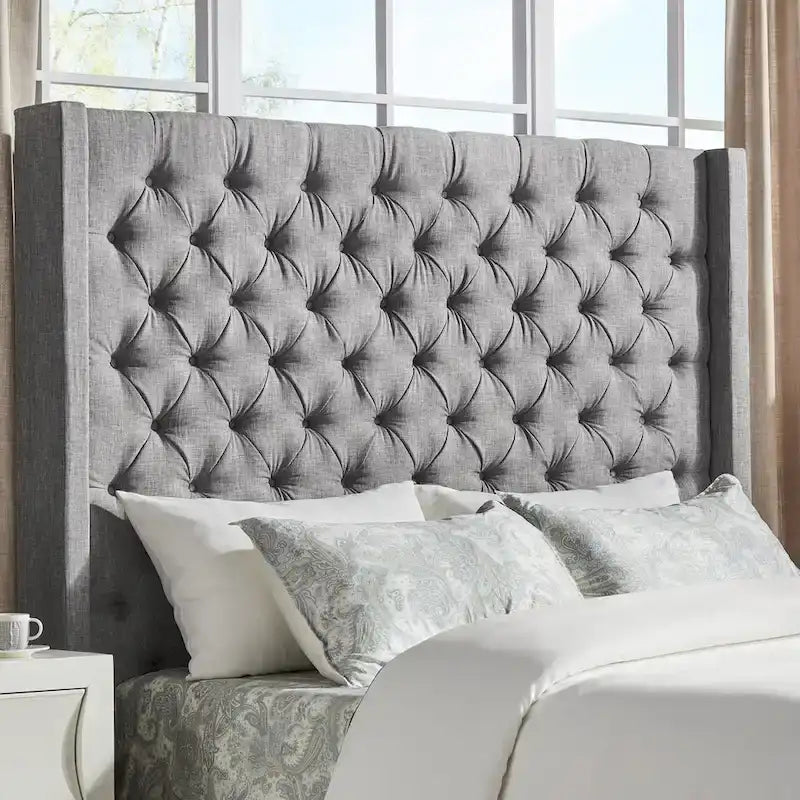 Cabecero tapizado Wingback con botones decorativos – Elegante acento para el dormitorio