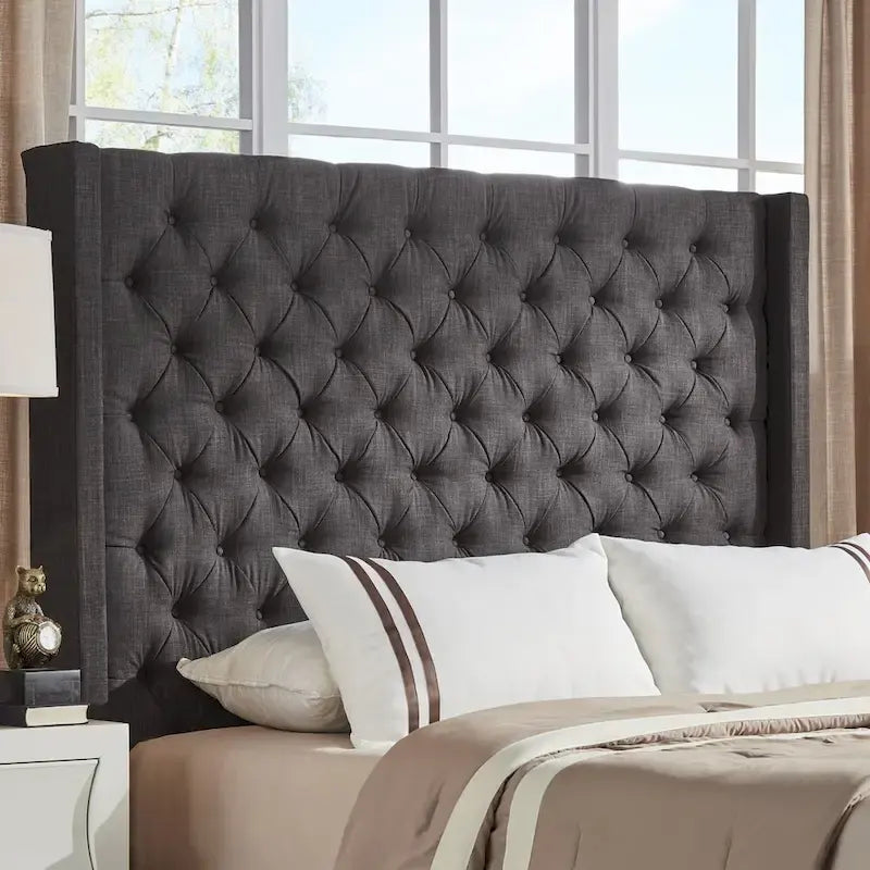 Cabecero tapizado Wingback con botones decorativos – Elegante acento para el dormitorio