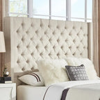 Cabecero tapizado Wingback con botones decorativos – Elegante acento para el dormitorio