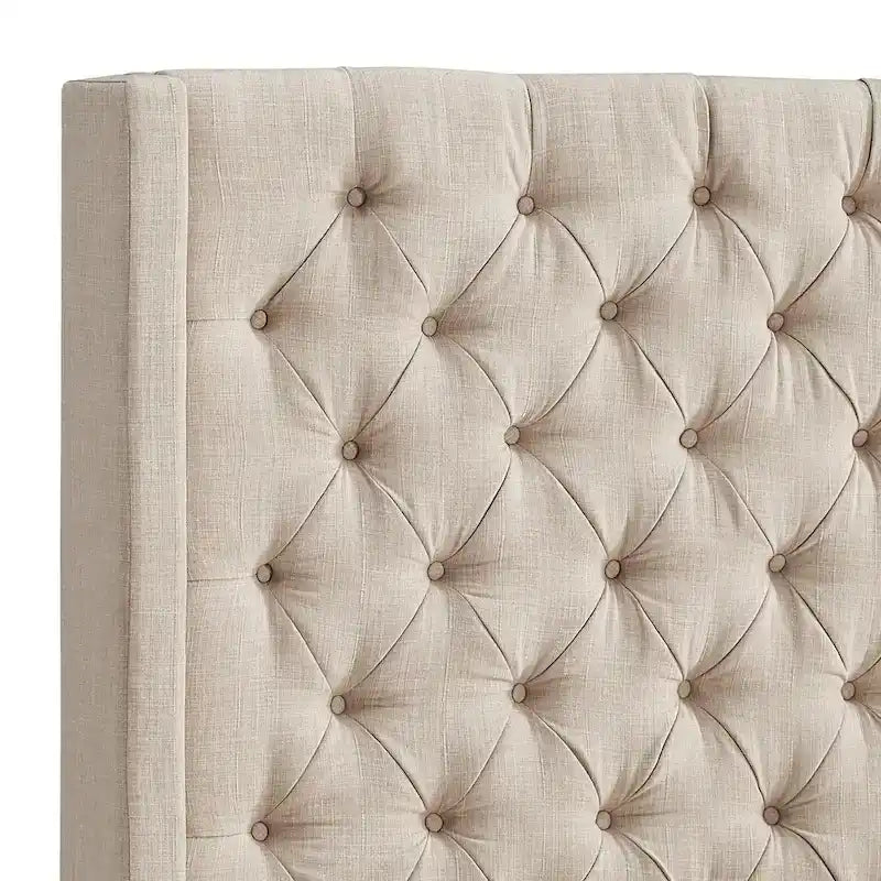 Cabecero tapizado Wingback con botones decorativos – Elegante acento para el dormitorio
