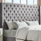 Cabecero tapizado Wingback con botones decorativos – Elegante acento para el dormitorio